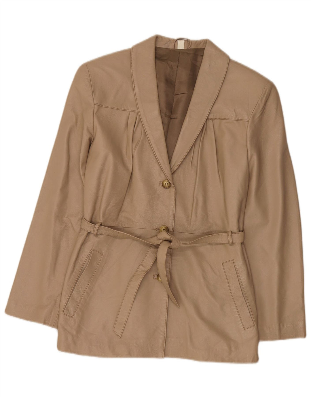 Винтажная женская кожаная куртка IT 42 Medium Beige