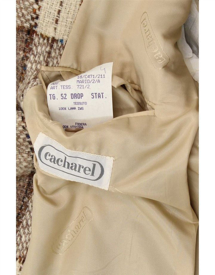 Мужской пиджак Cacharel на 2 пуговицах IT 52 XL, бежевый, шерстяной в клетку