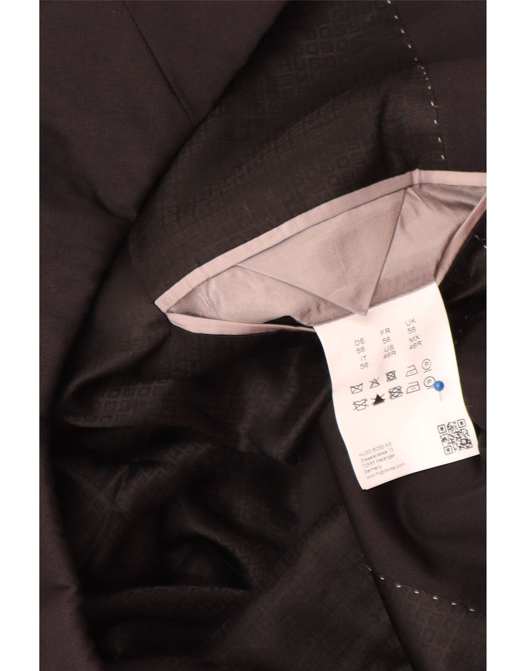 Мужской пиджак Hugo Boss на 2 пуговицах EU 56 3XL, черный из натуральной шерсти