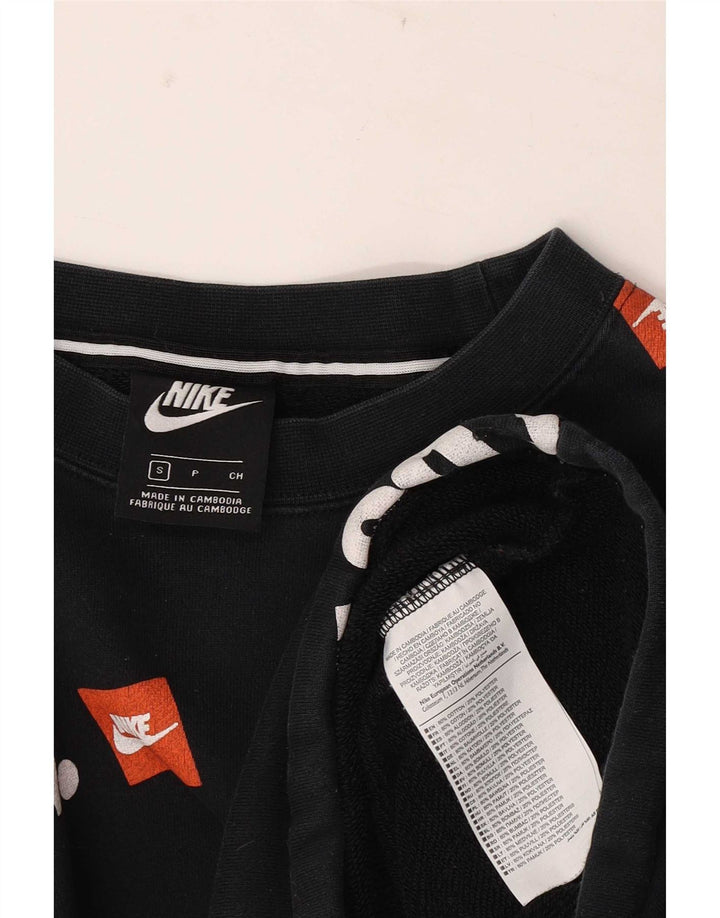 Мужской свитшот с капюшоном и графическим принтом Nike, маленький черный хлопковый джемпер