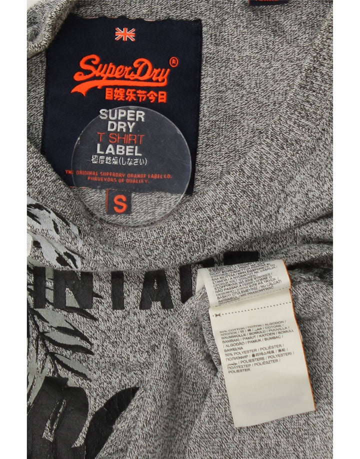 SUPERDRY Мужская футболка с рисунком, маленькая серая хлопковая футболка с цветочным принтом