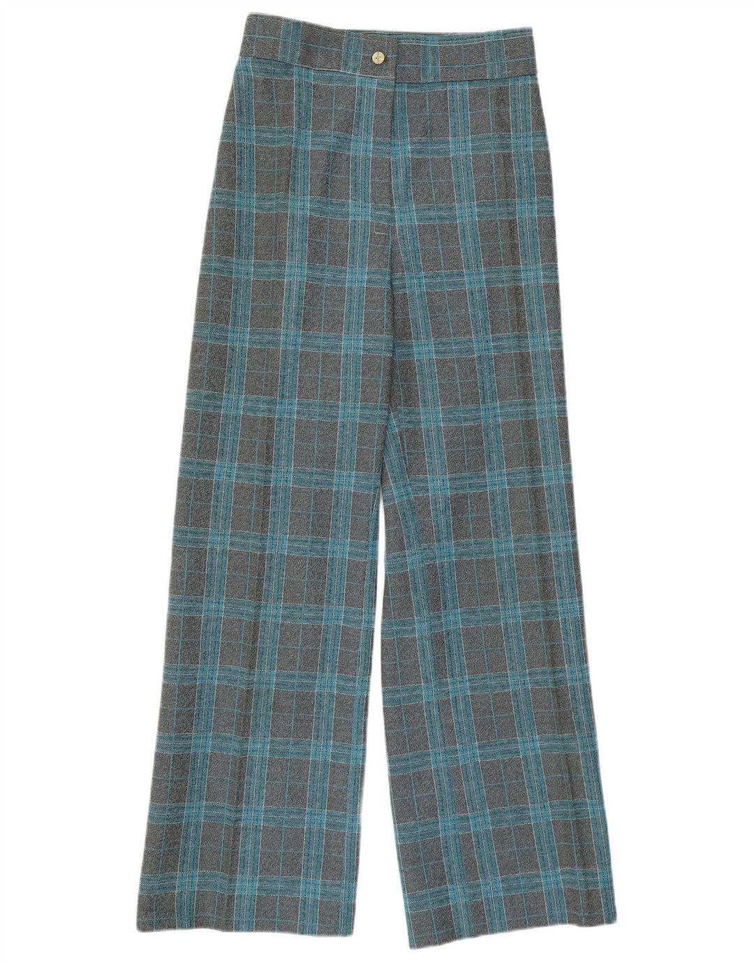 ВИНТАЖНЫЕ женские повседневные брюки с высокой талией и широкими штанинами W27 L29 серого цвета в клетку