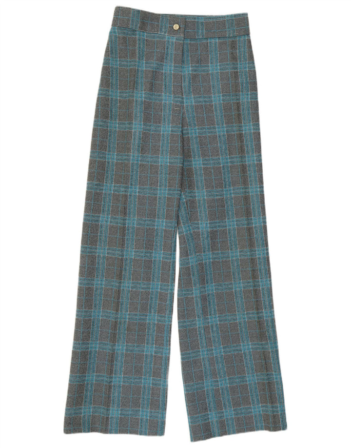 ВИНТАЖНЫЕ женские повседневные брюки с высокой талией и широкими штанинами W27 L29 серого цвета в клетку