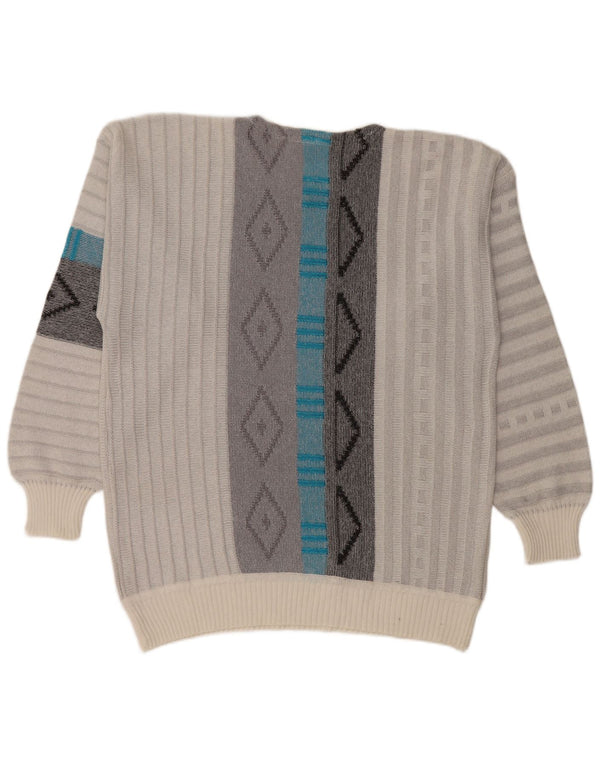 Мужской джемпер Jockey с круглым вырезом, большой серый акриловый свитер с геометрическим рисунком