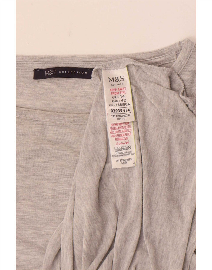 Женский топ с длинным рукавом Marks & Spencer UK 14, средний серый модал