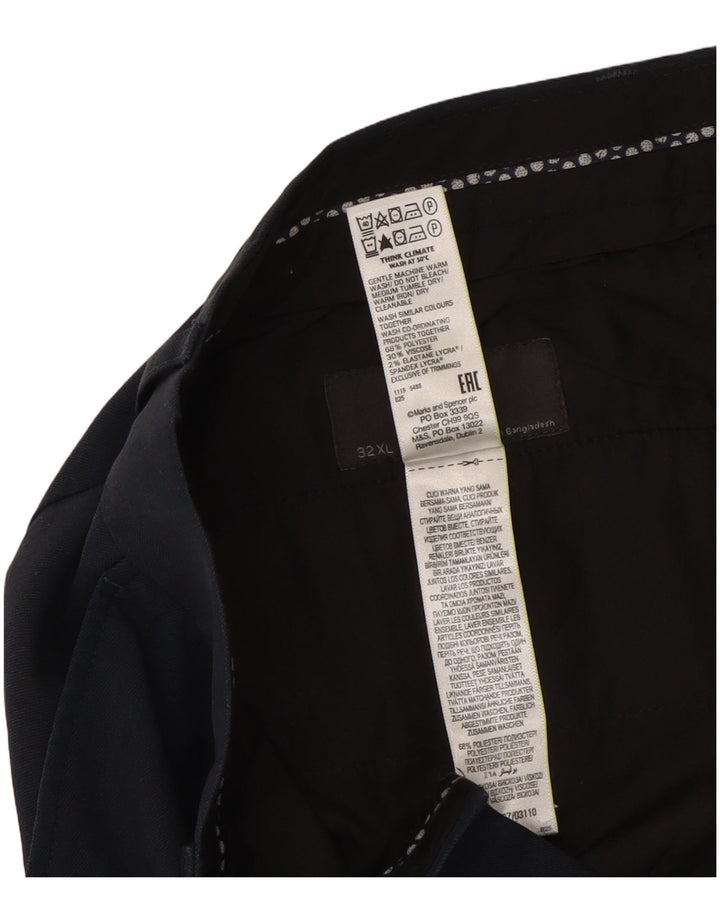 Мужские прямые костюмные брюки Marks & Spencer W32 L35 темно-синие