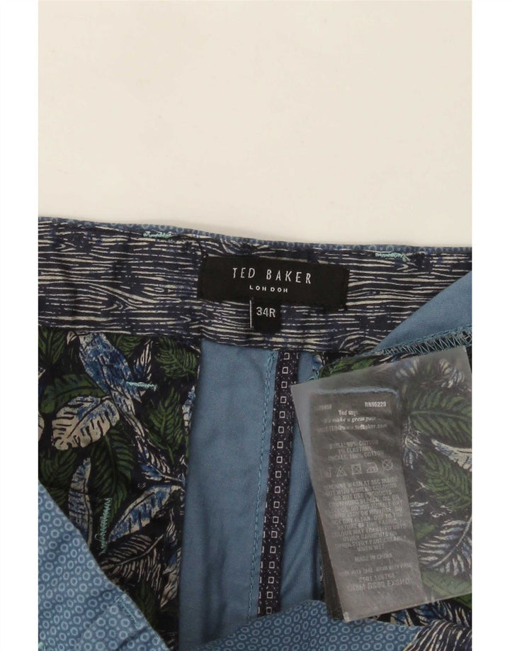 Мужские шорты чинос Ted Baker W34, большие синие хлопковые шорты с геометрическим рисунком
