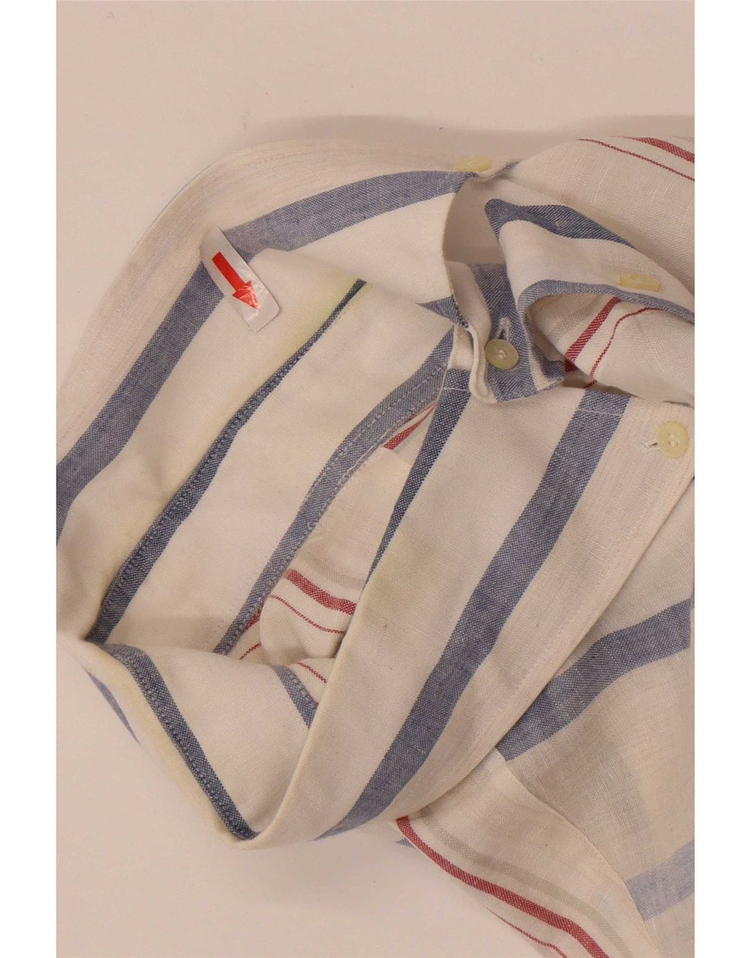 Мужская рубашка с коротким рукавом Lacoste, размер 42, большая льняная белая полоска