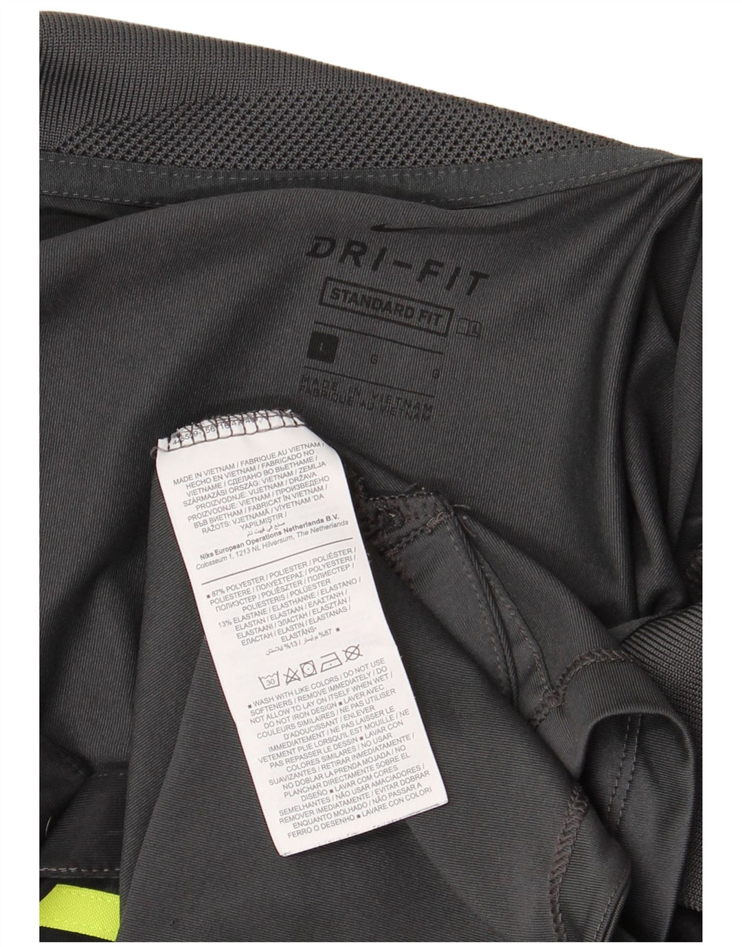 Мужская рубашка-поло стандартного кроя Nike Dri Fit, большая серая полиэстер с цветными блоками