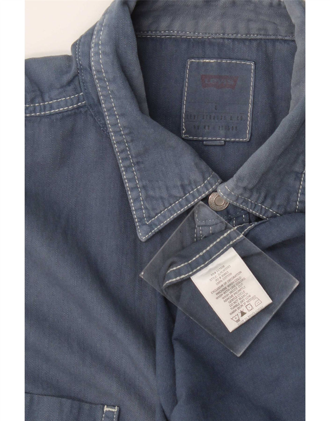 Мужская джинсовая рубашка Levi's большого размера, темно-синяя, хлопок