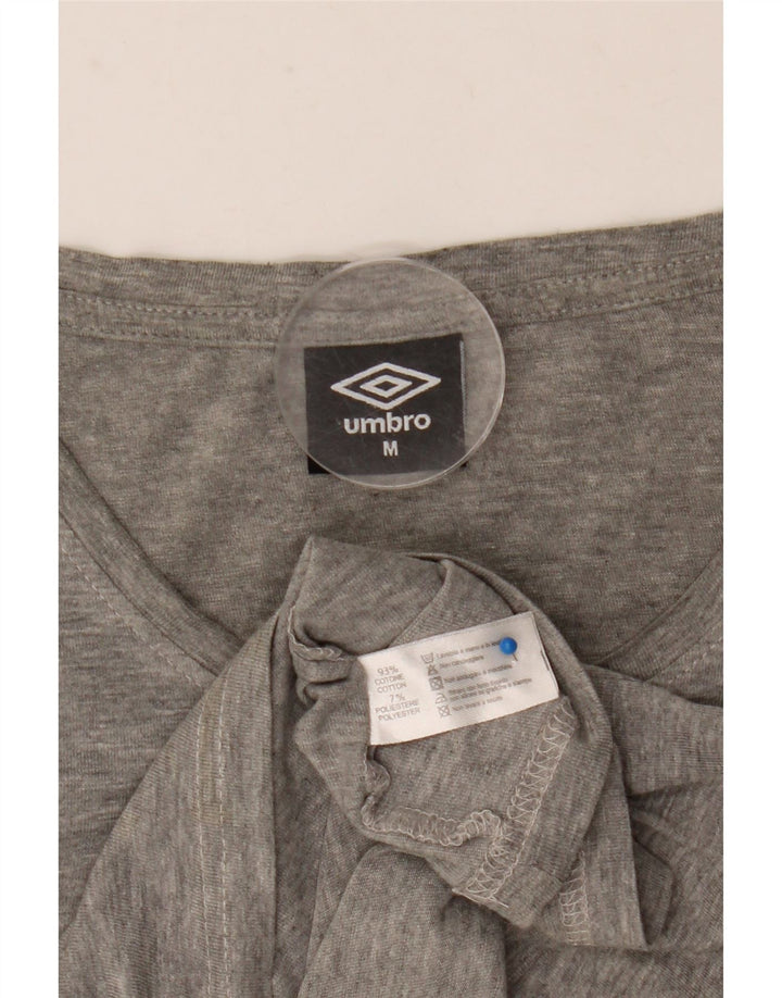 Мужская футболка с рисунком Umbro, топ из хлопка среднего серого цвета с крапинками