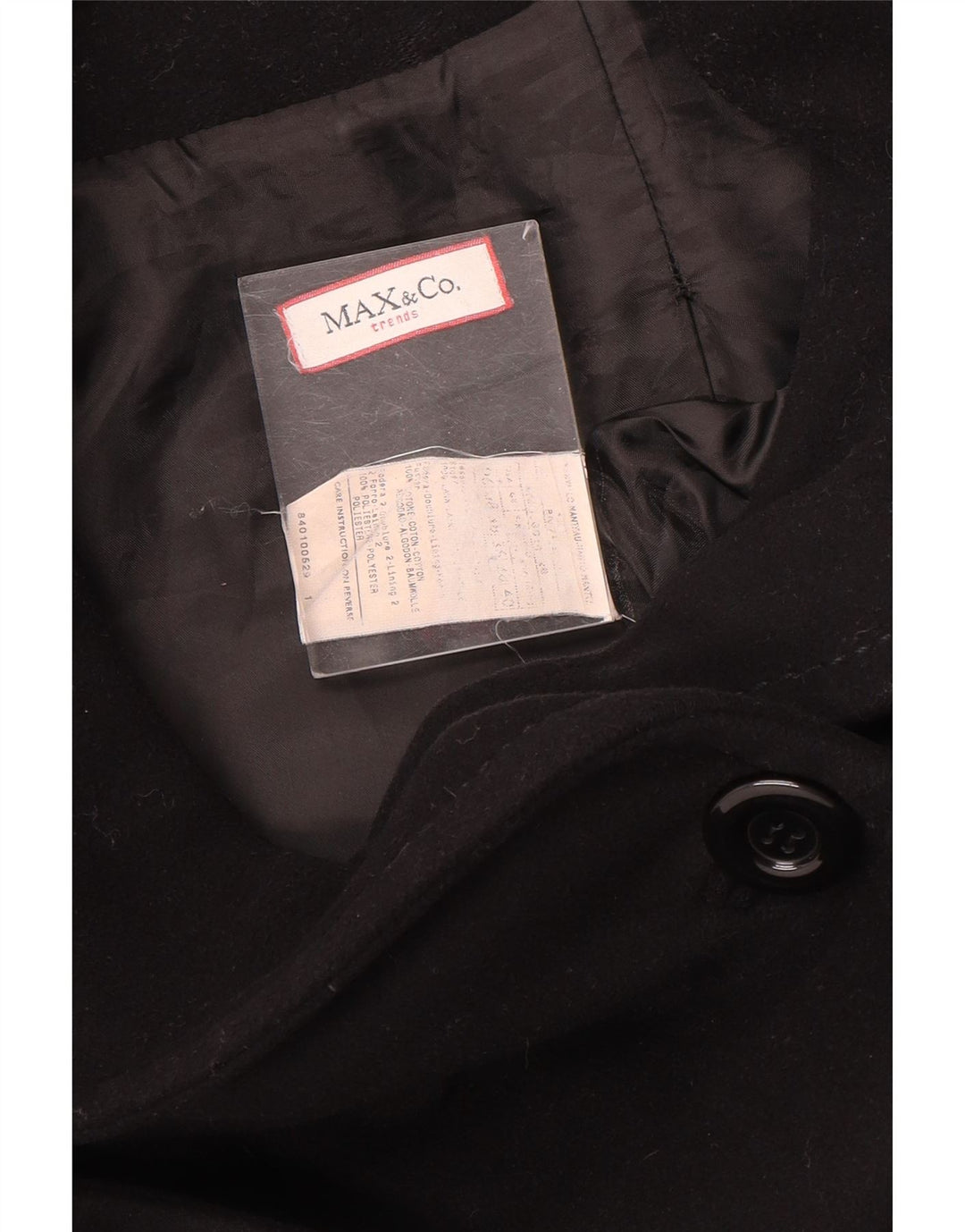 Женское двубортное пальто Max & Co. UK 10, маленькое черное шерстяное пальто