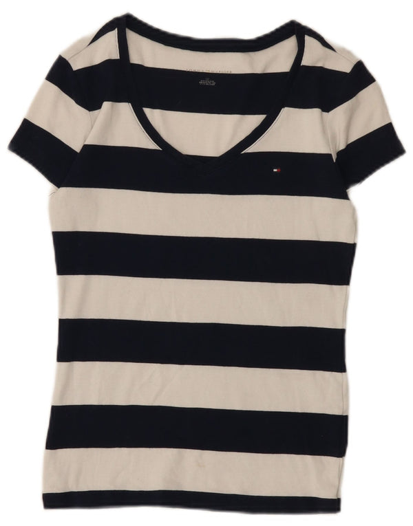 Женская футболка Tommy Hilfiger Top UK 8, маленькая, темно-синяя, в полоску, хлопок