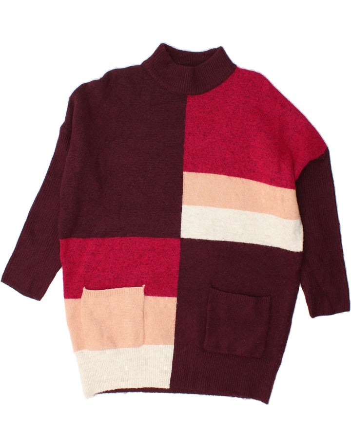 MARKS & SPENCER Womens Turtle Neck Jumper Sweater UK 14 Medium Burgundy Vintage Marks & Spencer and Second-Hand Marks & Spencer from Messina Hembry 