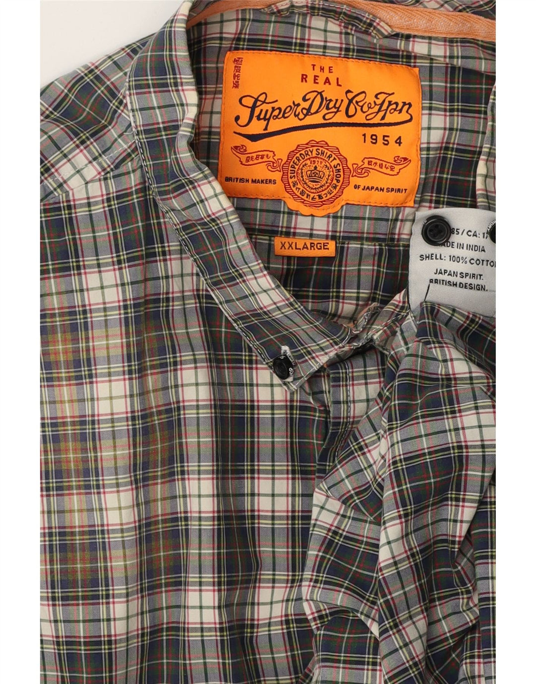 Мужская рубашка Superdry 2XL, темно-синяя клетка, хлопок