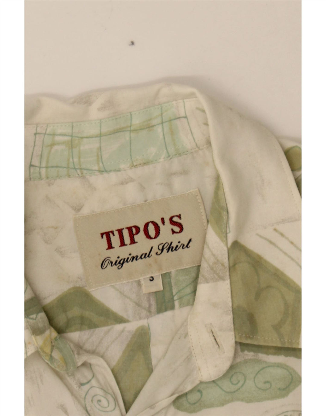 TIPO' S Mens Short Sleeve Shirt Small White Patchwork Vintage Tipo' S and Second-Hand Tipo' S from Messina Hembry 