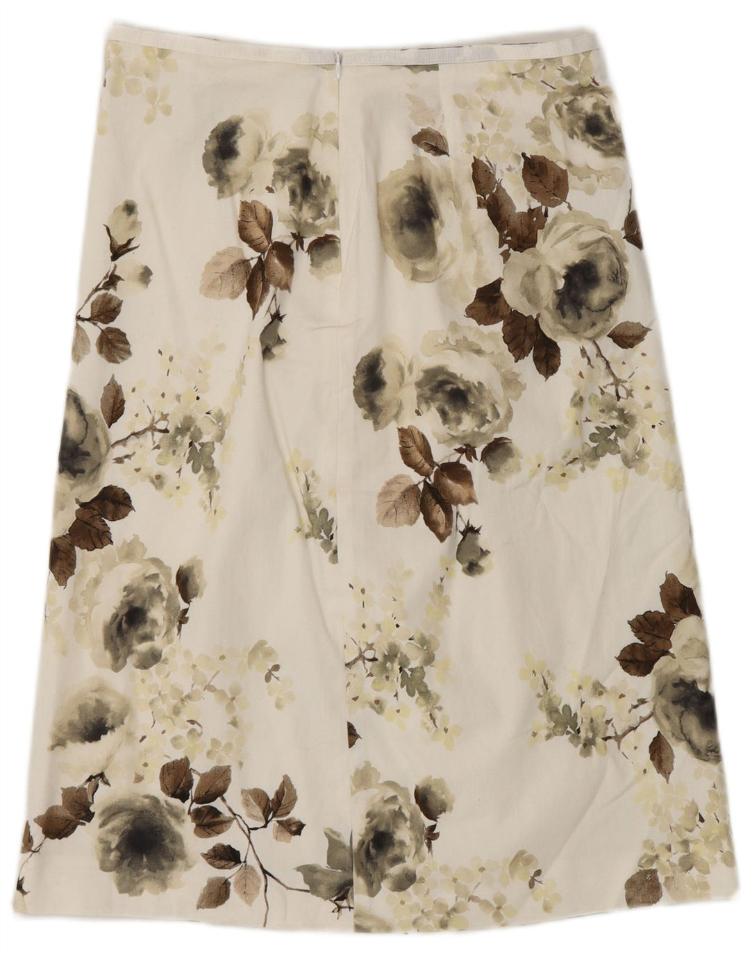 COAST Женская юбка-трапеция UK 10, маленькая W28, белый хлопок с цветочным принтом