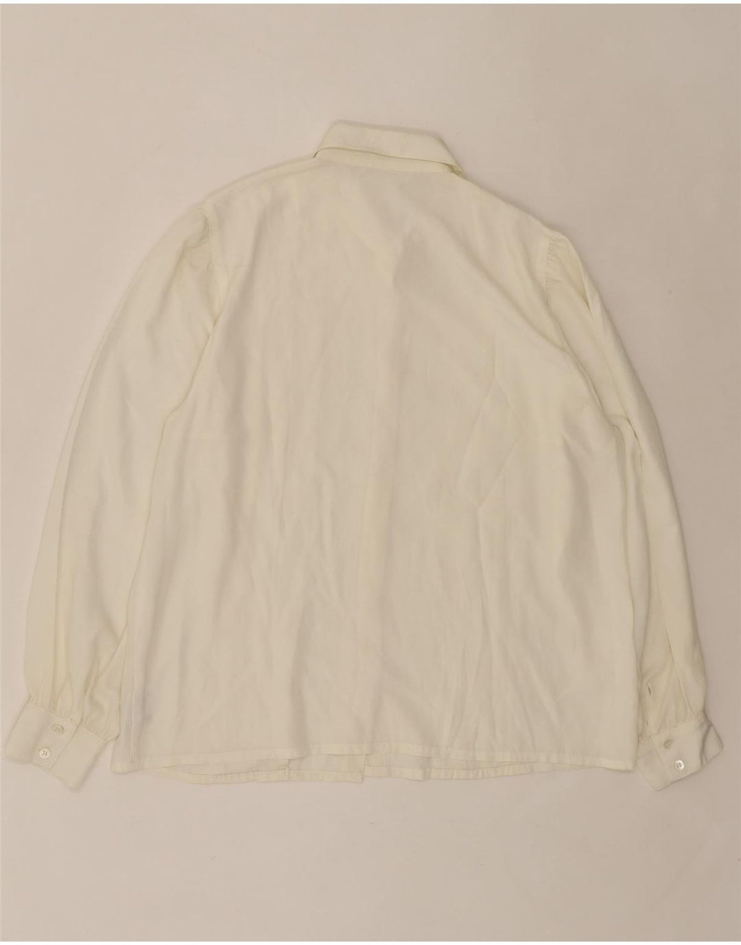 VINTAGE Womens Shirt Blouse UK 16 Large Off White Striped Polyester Vintage Vintage and Second-Hand Vintage from Messina Hembry 
