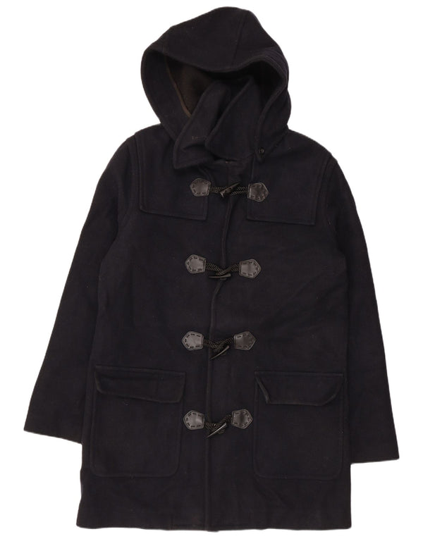 ВИНТАЖНЫЙ женский дафлкот с капюшоном UK 18 XL темно-синий шерстяной