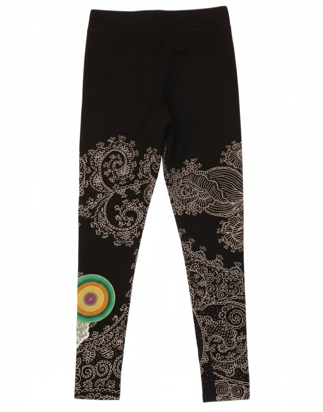 Женские леггинсы с рисунком Desigual UK 12, средние, черные, с узором пейсли