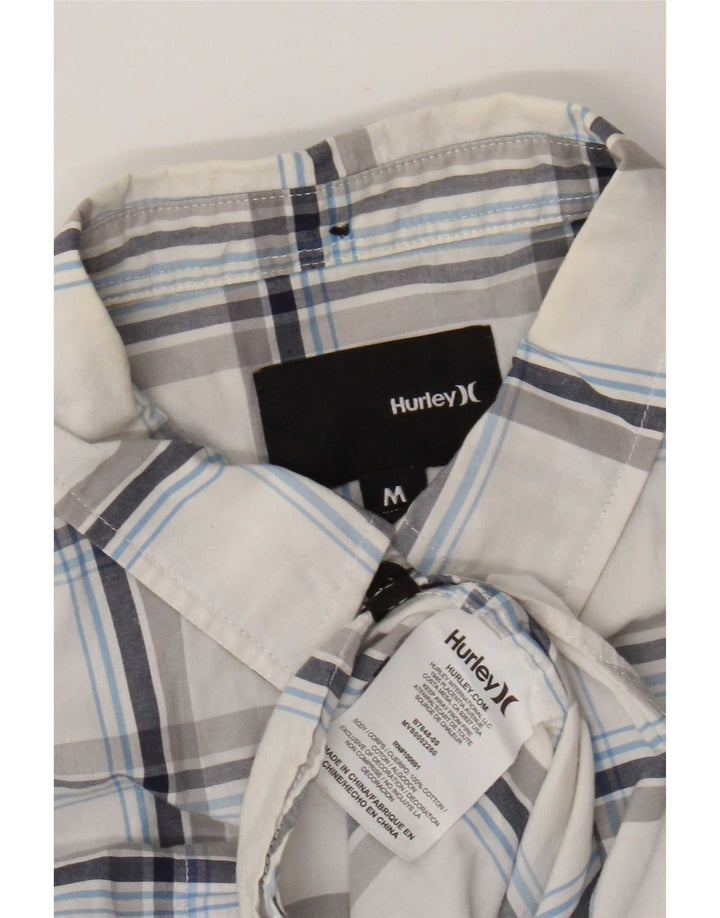 Hurley Мужская рубашка с коротким рукавом, средний белый цвет, хлопок в клетку