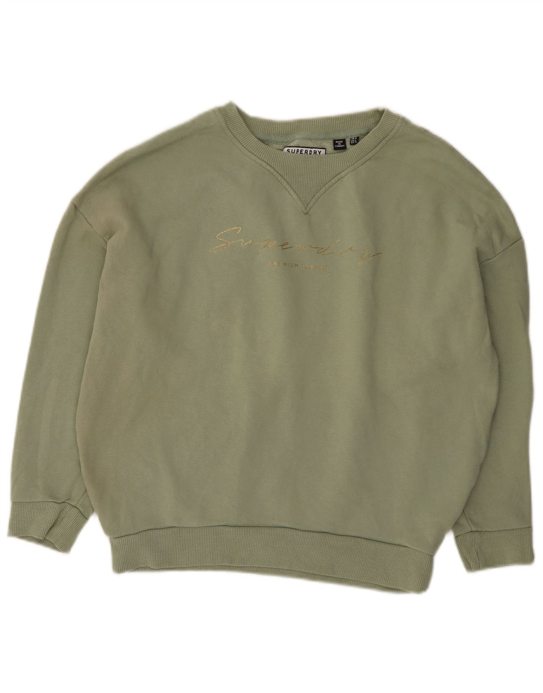 Женский свободный свитшот Superdry с рисунком, Великобритания, 8, маленький, зеленый, хлопок