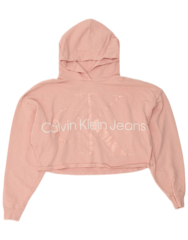 Женский укороченный джемпер с капюшоном Calvin Klein Jeans UK 10, маленький розовый