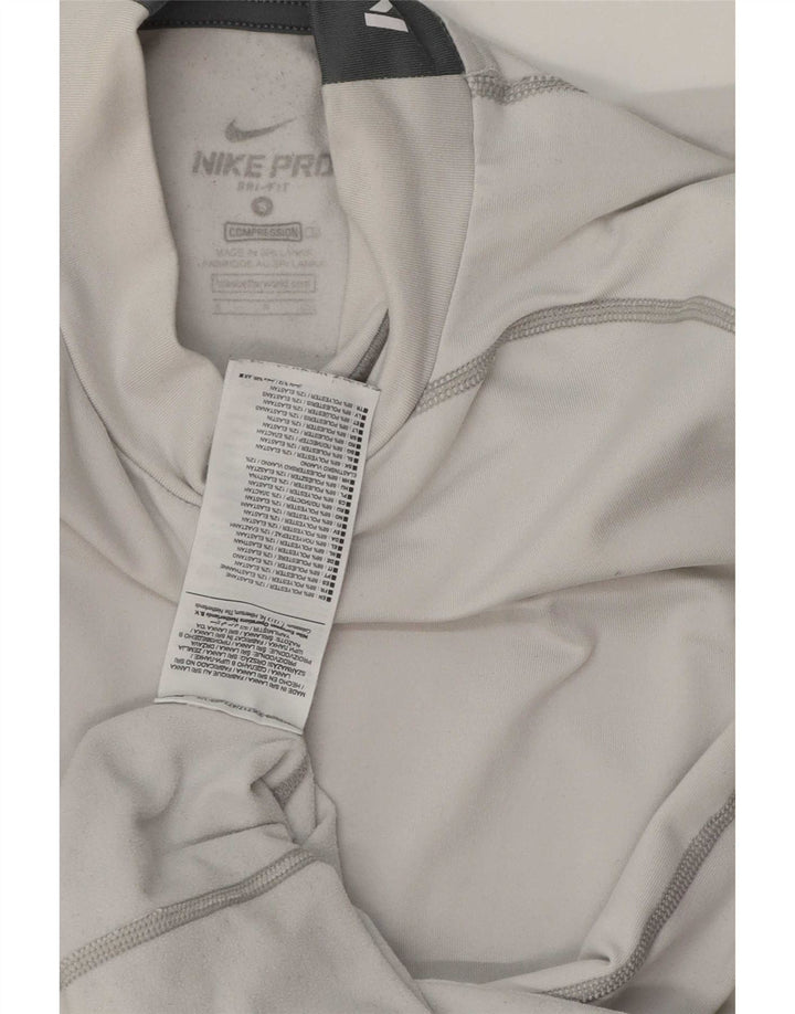Мужской топ с рисунком Nike Dri Fit с длинным рукавом, маленький серый полиэстер
