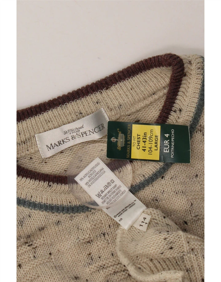 Мужской джемпер с круглым вырезом Marks & Spencer UK 41/43, большой бежевый