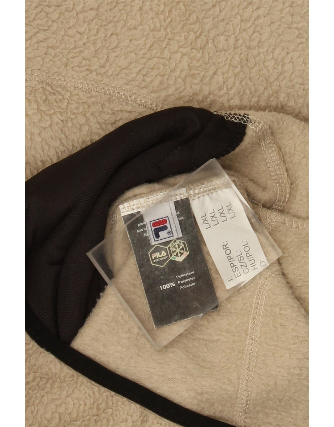 Мужская флисовая куртка Fila UK 40, большая, бежевая, полиэстер с цветными блоками
