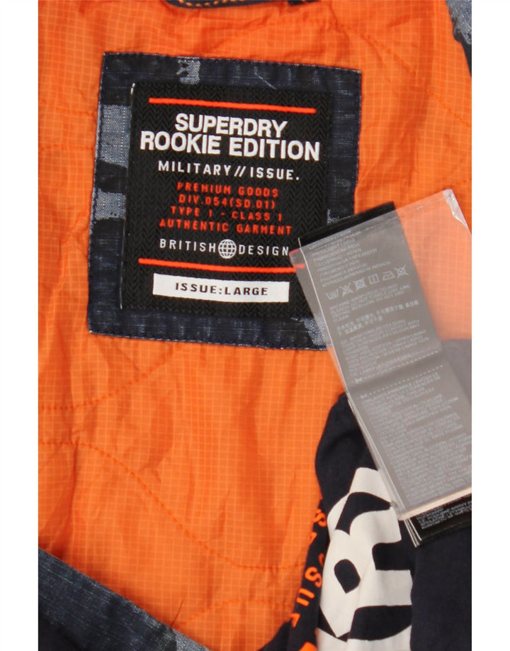 SUPERDRY Мужская куртка в стиле милитари UK 40, большая темно-синяя камуфляжная хлопковая ткань