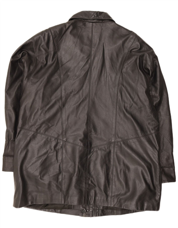 Женское кожаное пальто Gapelle в стиле оверсайз UK 18 XL, черное
