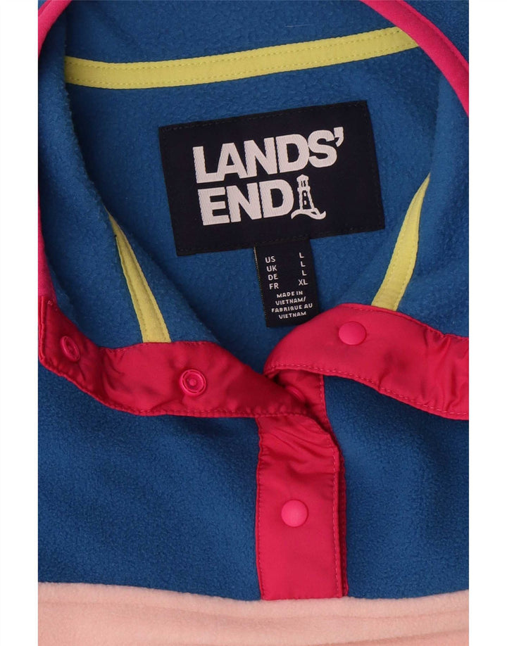 Женский флисовый джемпер оверсайз Lands End UK 16, большой размер в разноцветную полоску