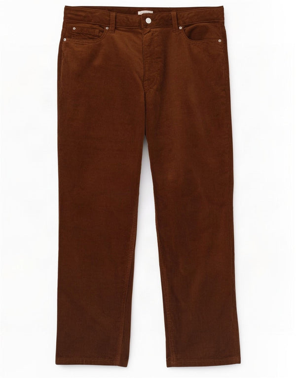 Marks & Spencer Womens High Waist Corduroy Trousers UK 16 Large W34 L27 Bro
