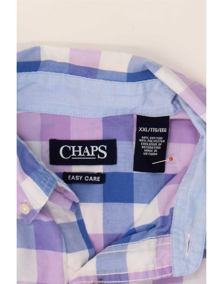 Мужская рубашка с коротким рукавом Chaps Easy Care, 2XL, синяя, хлопок в мелкую клетку
