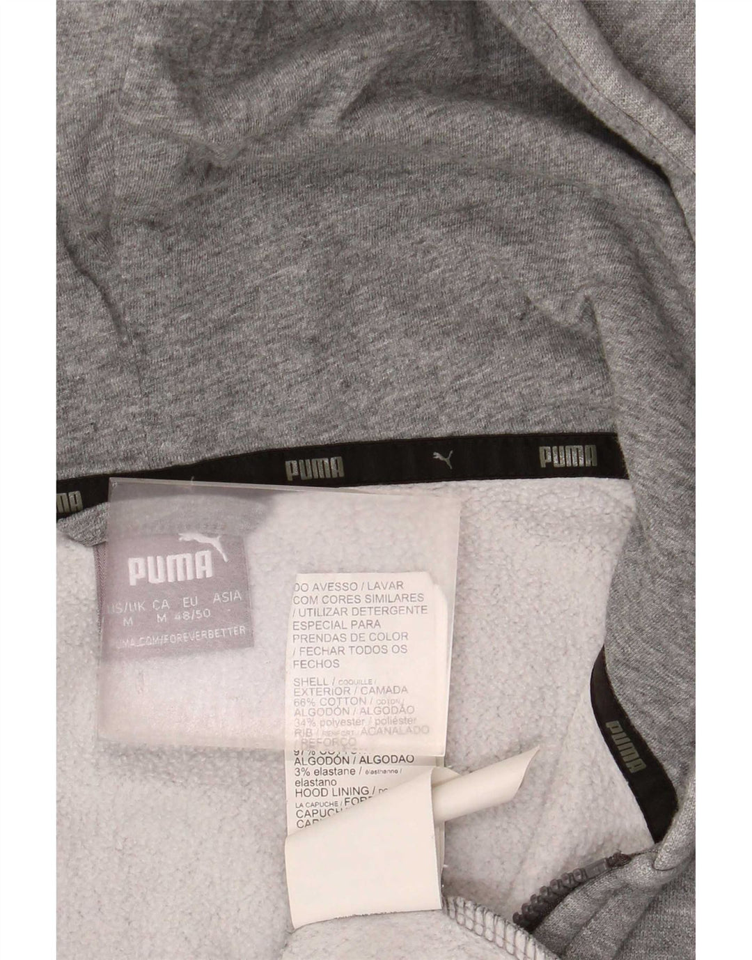 Мужской свитер с капюшоном на молнии Puma среднего серого цвета, хлопок