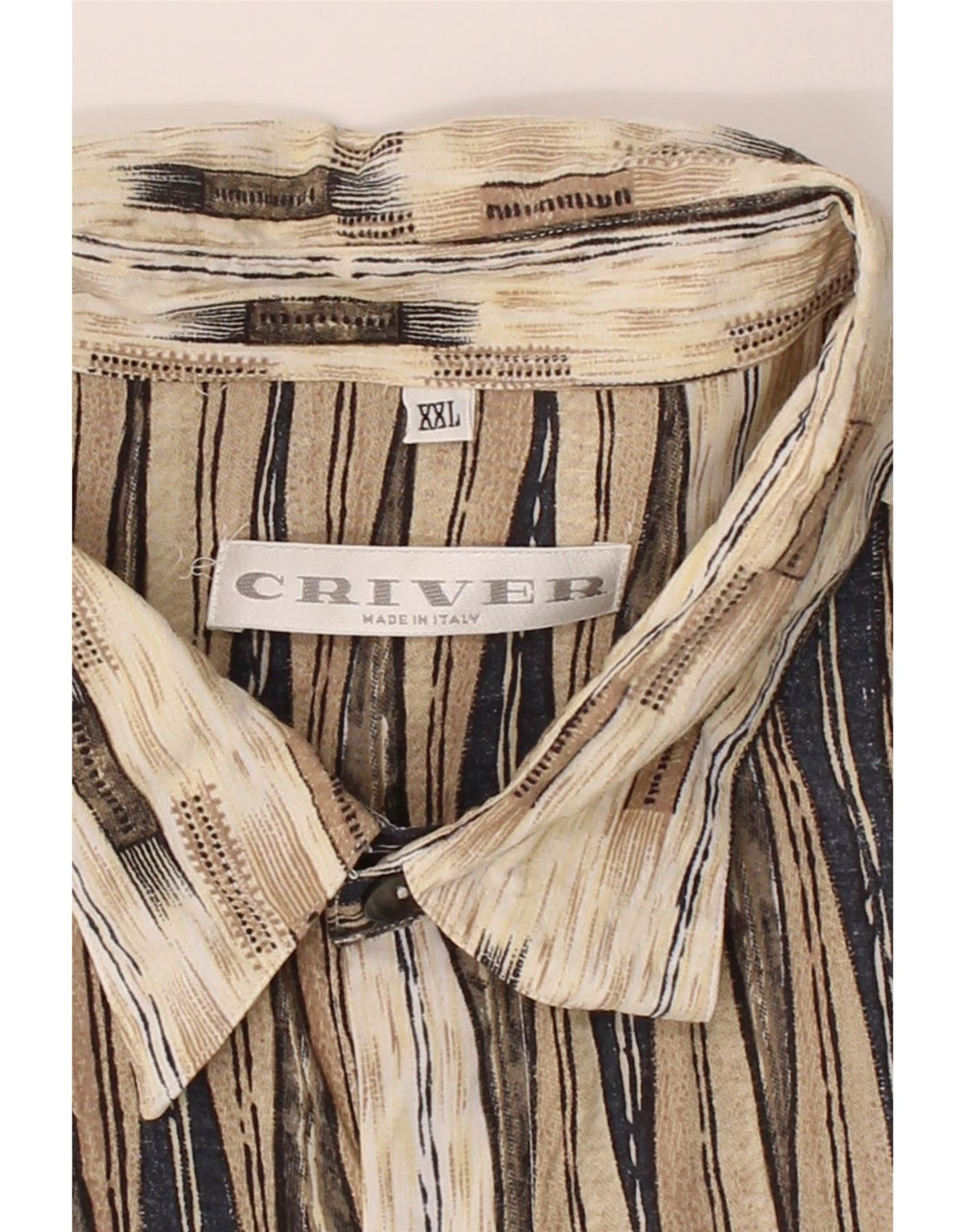 CRIVER Mens Short Sleeve Shirt 2XL Beige Striped Vintage Criver and Second-Hand Criver from Messina Hembry 