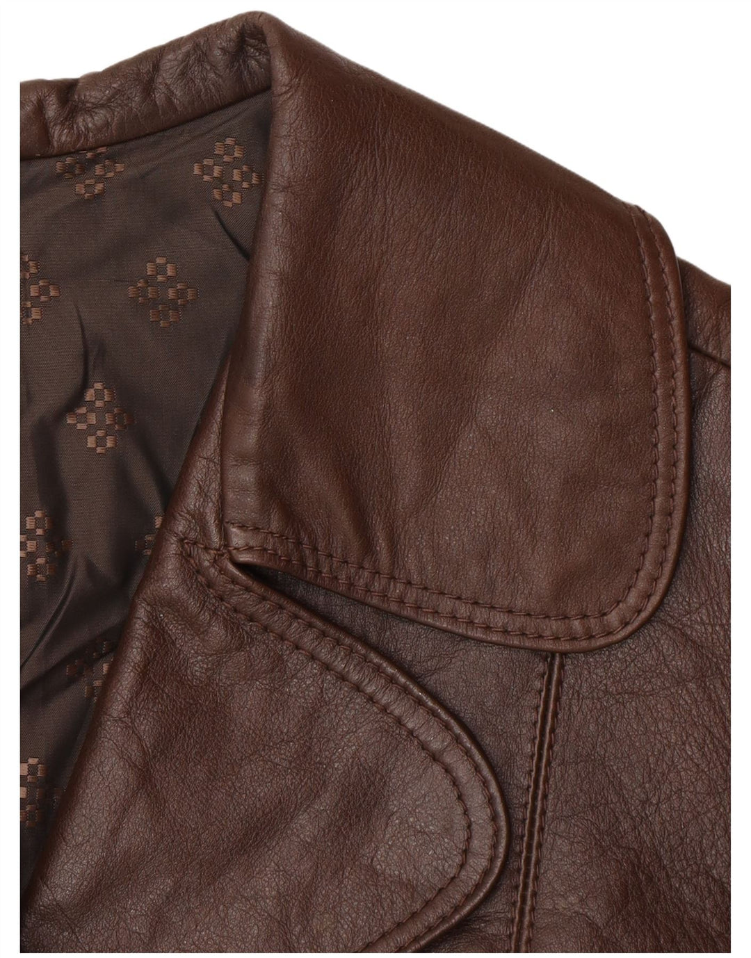 Винтажное женское кожаное пальто UK 14 среднего коричневого цвета