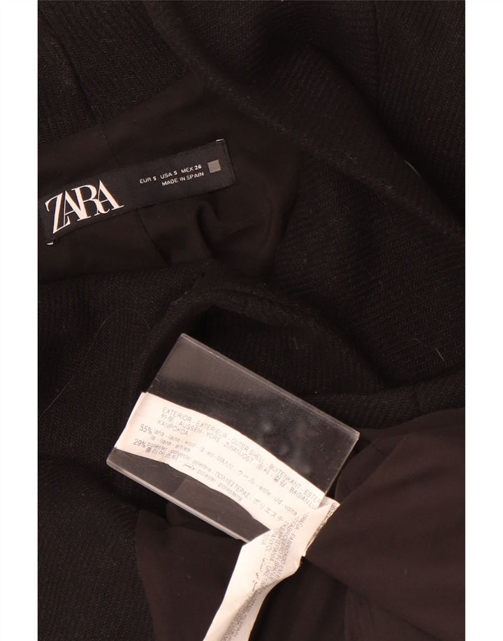 Женское пальто оверсайз Zara UK 10, маленькое черное шерстяное пальто