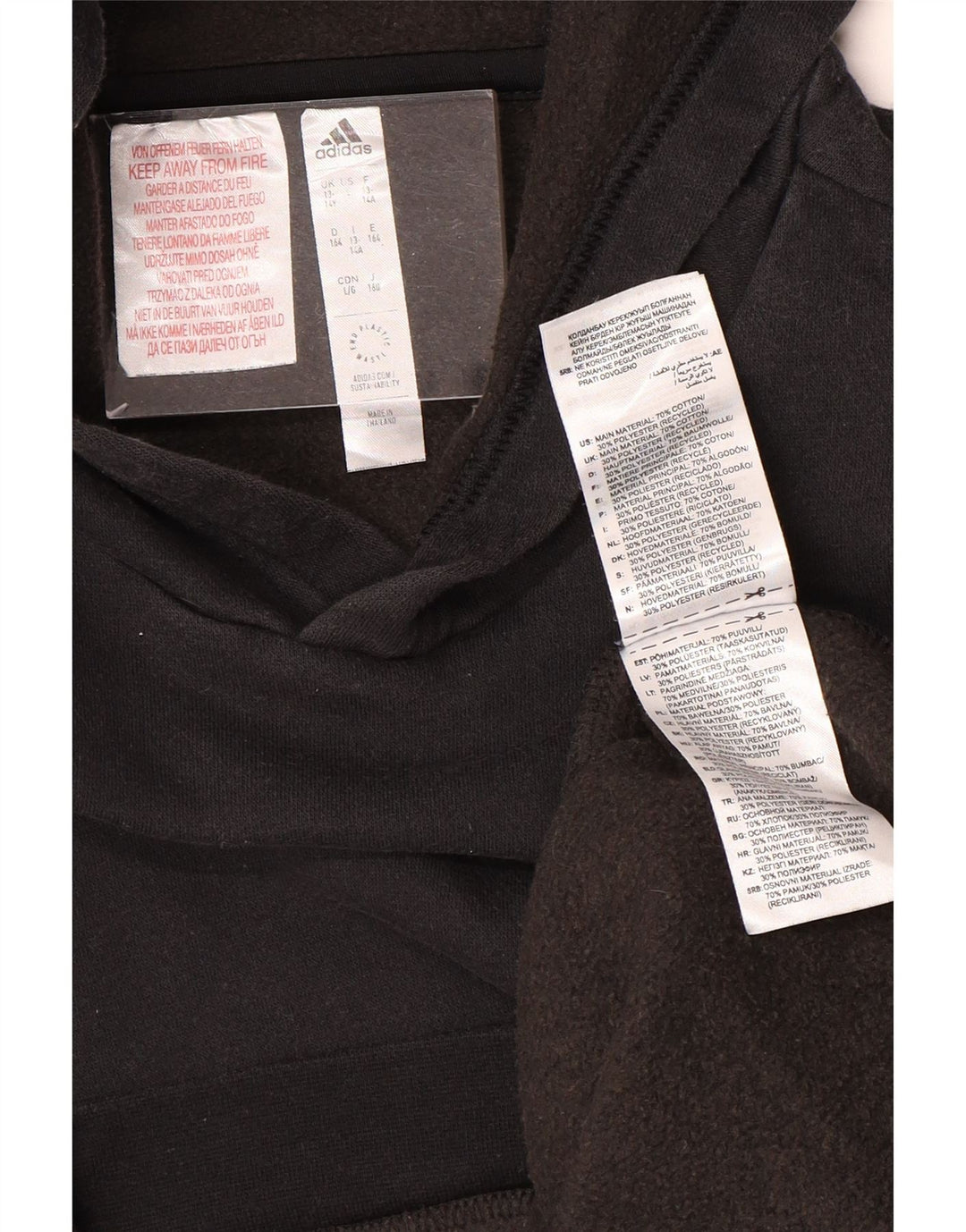 Джемпер с капюшоном ADIDAS для мальчиков 13-14 лет, черный, хлопок