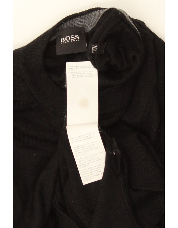 Мужской джемпер с круглым вырезом HUGO BOSS XL, черный из натуральной шерсти