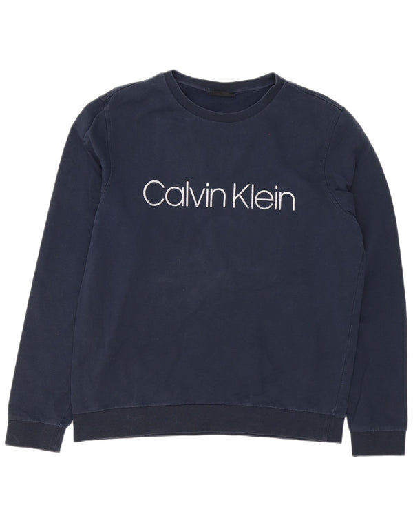 Мужской свитшот с рисунком Calvin Klein, XL, темно-синий, хлопок