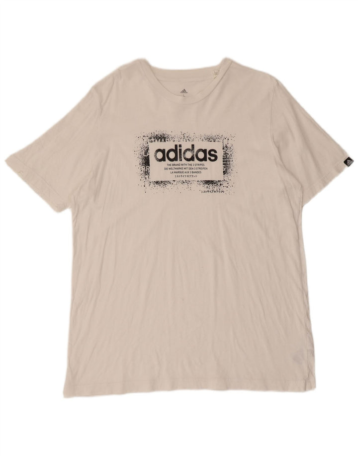 ADIDAS Mens Graphic T-Shirt Top Large White Cotton