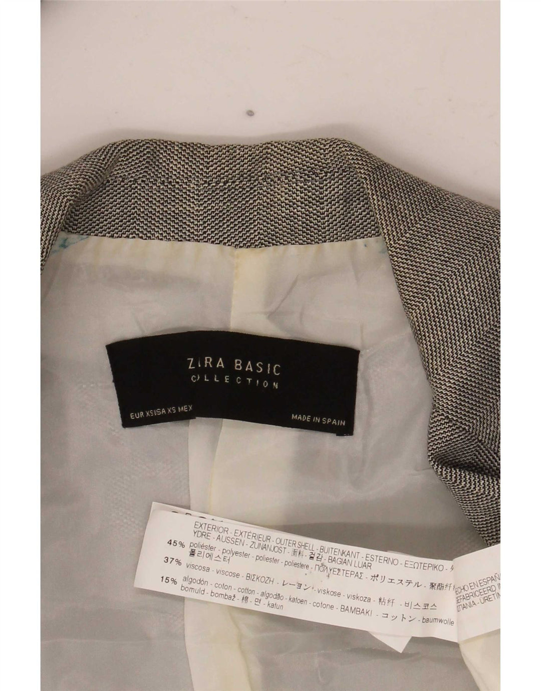 Женский пиджак на 1 пуговице Zara UK 6 XS, серый полиэстер с шевроном