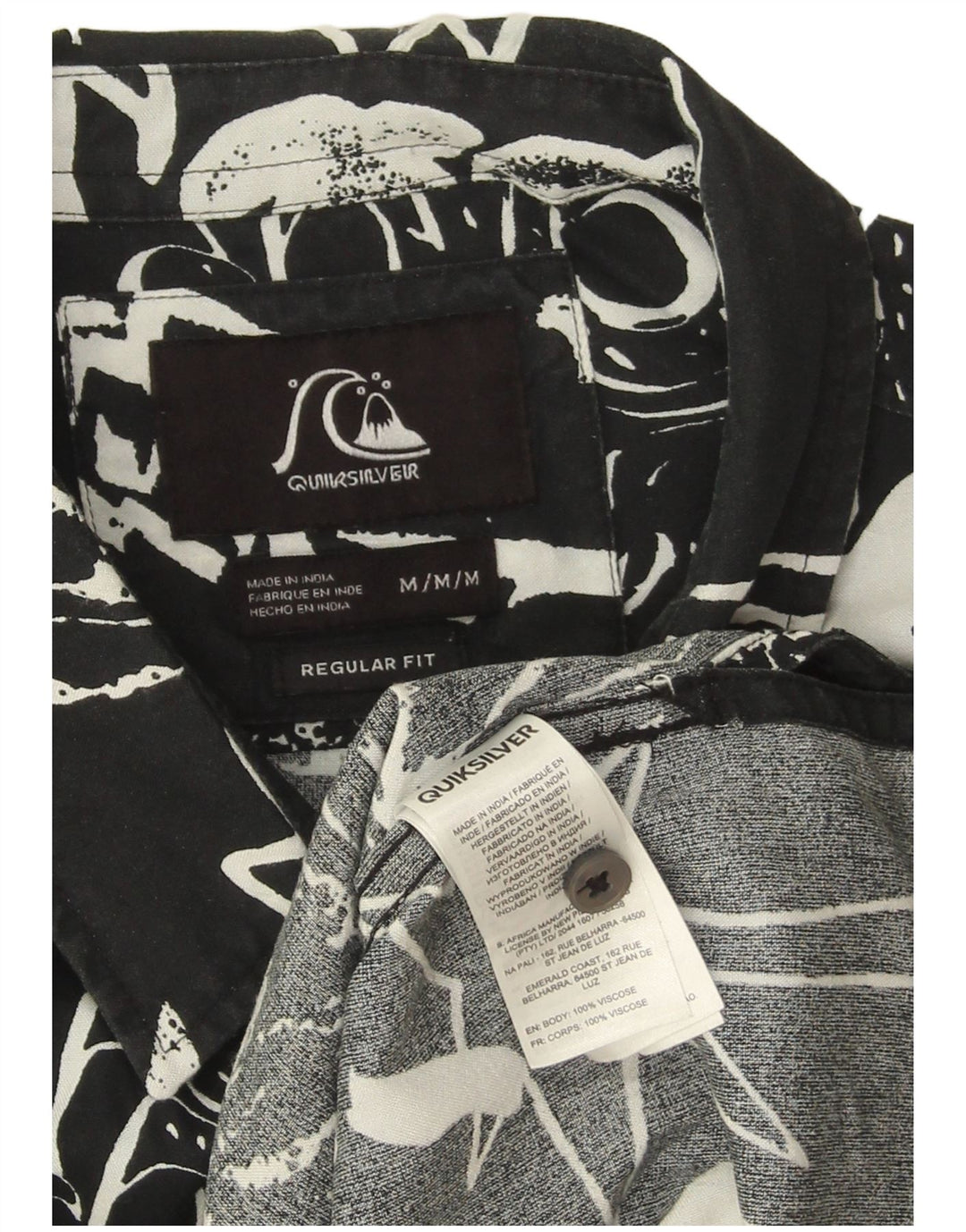 Quiksilver Мужская рубашка стандартного кроя с коротким рукавом, средний черный, гавайский цветочный принт