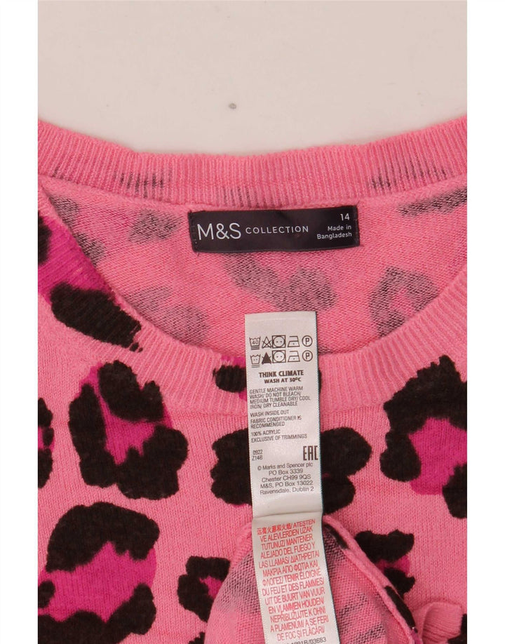 Женский джемпер с круглым вырезом Marks & Spencer UK 14, средний розовый