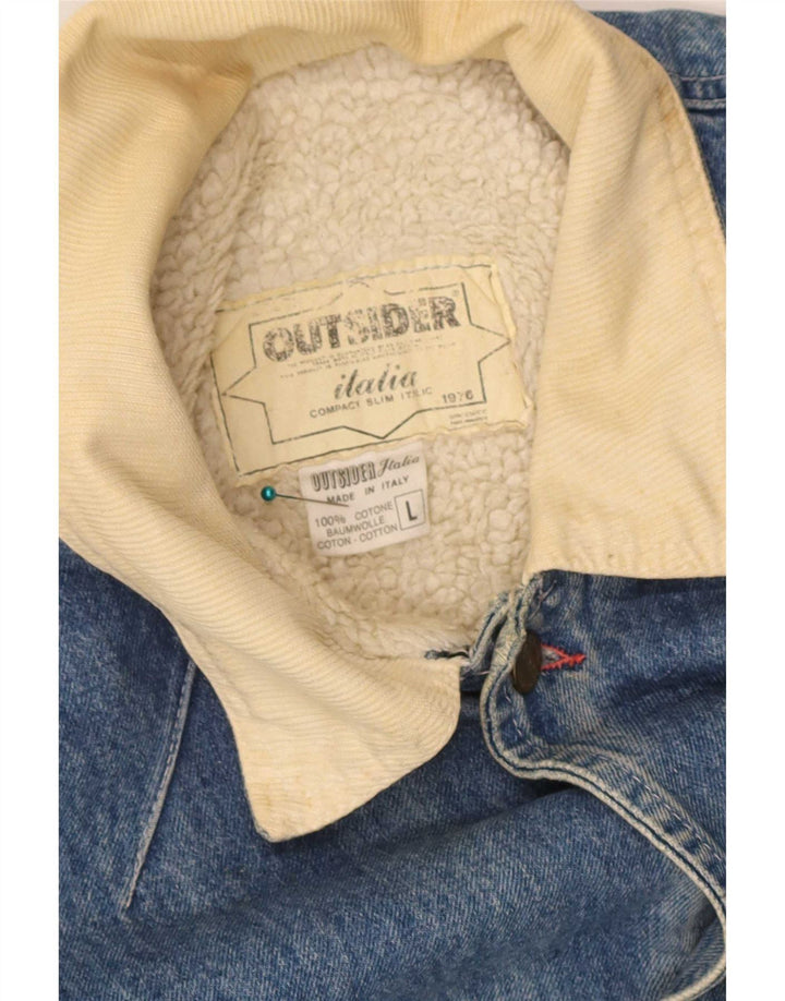 Мужская джинсовая куртка Outer из шерпа UK 40, большая синяя хлопковая ткань