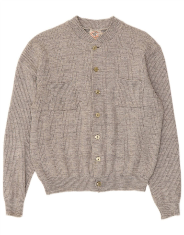 Винтажный женский кардиган-свитер UK 14, средний серый цвет