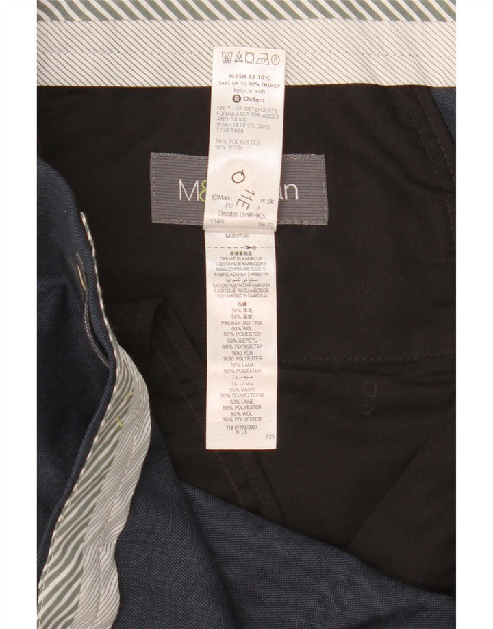 Мужские прямые костюмные брюки MARKS & SPENCER W44 L29 синие, полиэстер