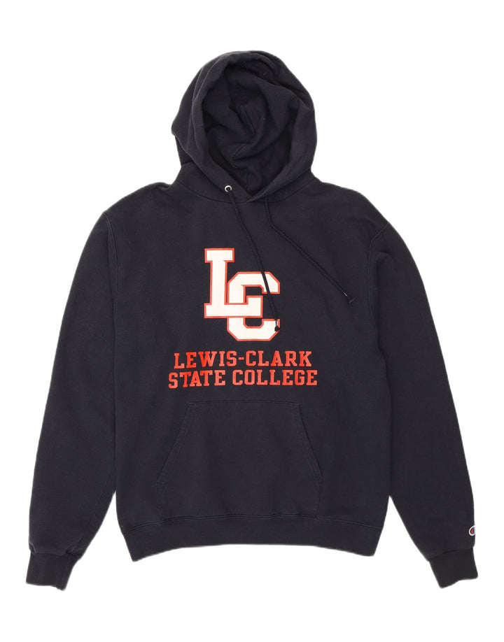 CHAMPION Mens Graphic Hoodie Jumper Medium Navy Blue Vintage Champion and Second-Hand Champion from Messina Hembry 
